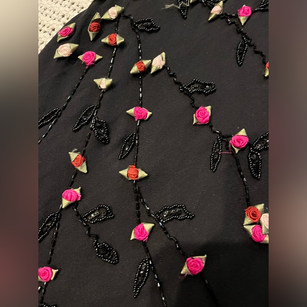 Vintage 90’s Y2K 100% Silk Dress Rose Vintage Beaded Dress Silk Slip Dress Fairy - Picture 4 of 17
